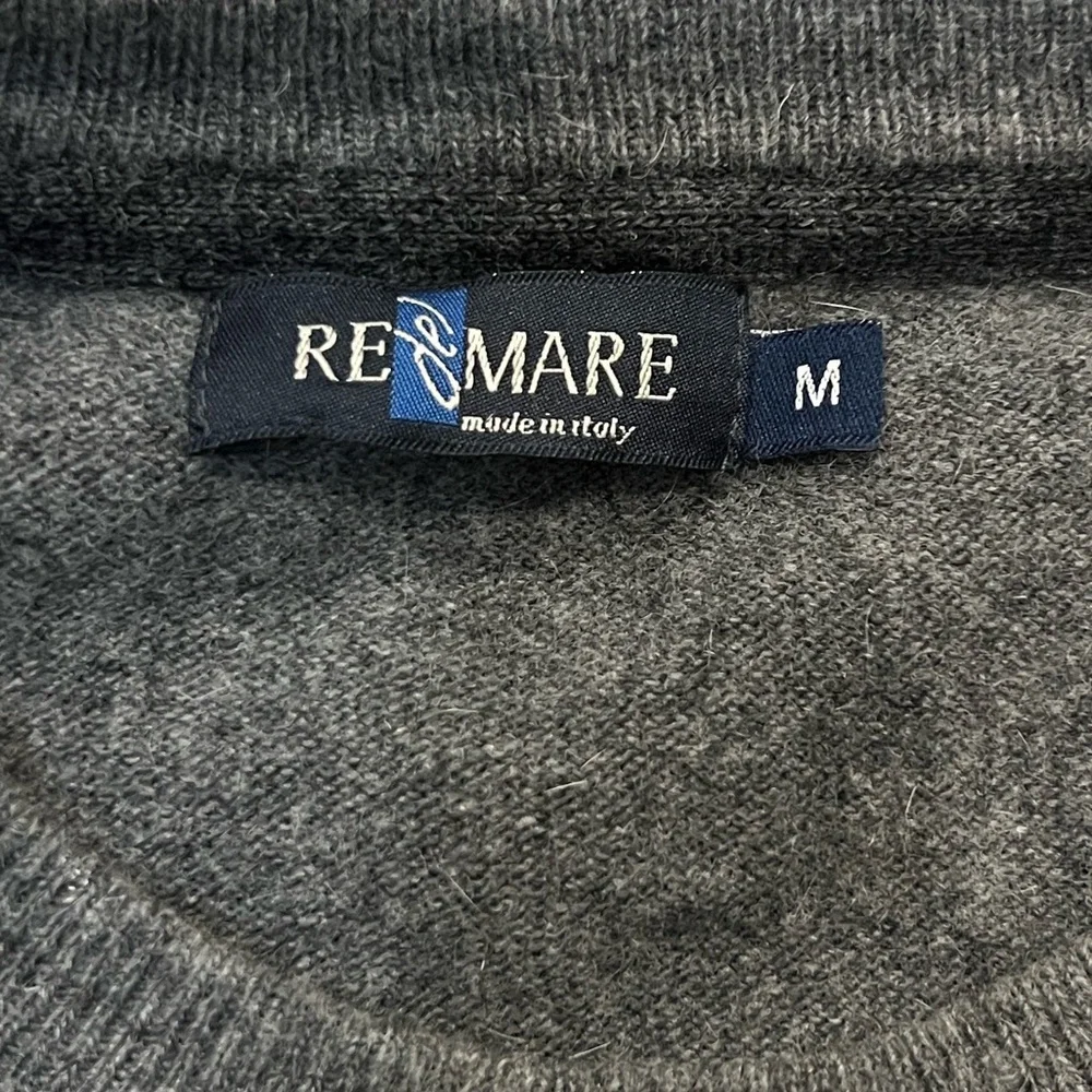 Re del mare made in Italy gray argyle crewneck wool cashmere sweater Medium